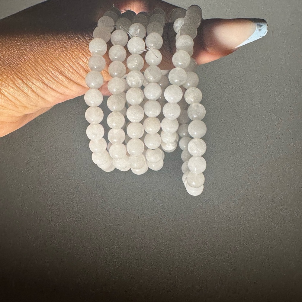 Elegant White Beaded Bracelet Set